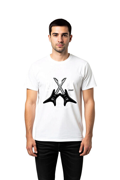 PayBuy Men's Rock Fest Music Festival Printed T-Shirt Cross Guitar Motif Rela...