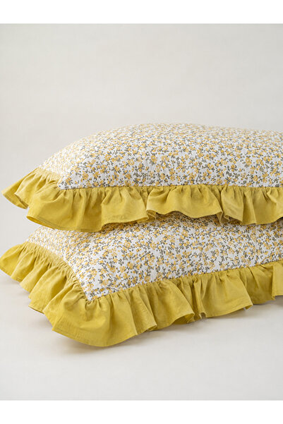 Attolya Pillowcase 2Pcs Ruffled 100% Quality Cotton Bedding Set with Convenie...