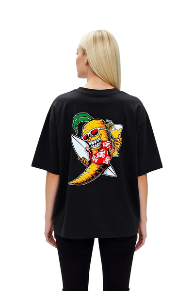 PayBuy Women's Oversize T-Shirt Surf Themed Carrot Print Sunglasses Detailed ...