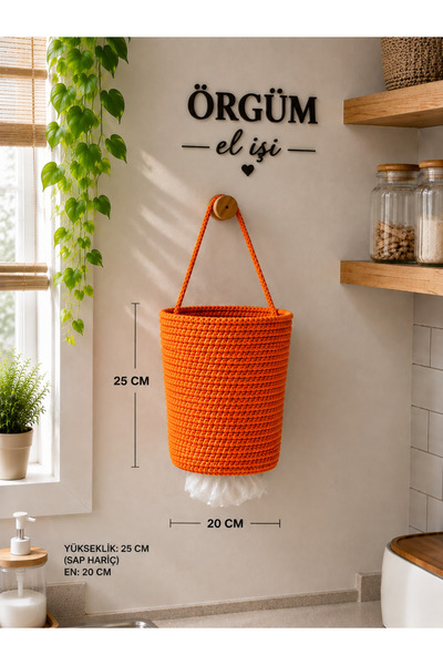 ÖRGÜM Bag Holder 25X18 cm Decorative Wicker Look Bag Holder