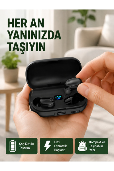 UCUZTEKNO 22 Kez Şarj İmkanı Sunan A10s TWS Bluetooth Stereo Kulaklık Yeni Nesil