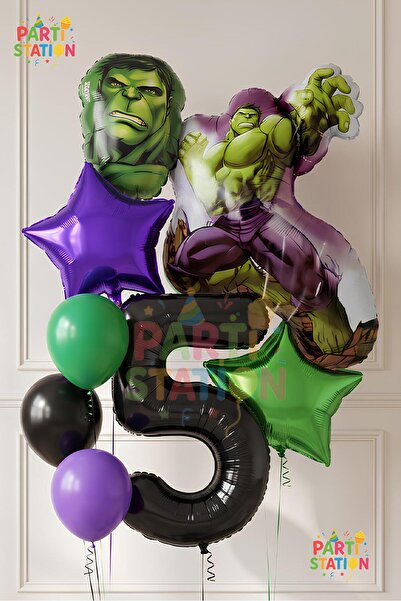 Parti Station Avengers Hulk Balloon 5 Year Old Set 8 Piece Hulk Birthday Set