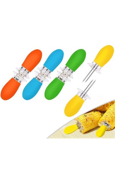 STARSTAR Corn skewers on the cob, 4 pairs per pack, stainless steel, suitable...