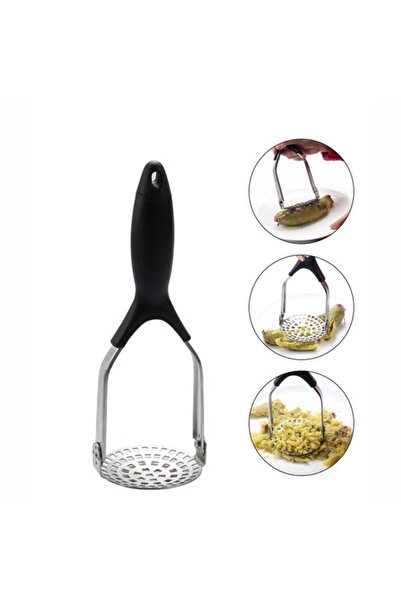 STARSTAR Stainless steel potato mash crusher, adjustable, black and silver.