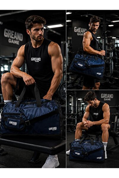 GreandBags Lacivert Ayakkabı Bölmeli A Kalite Geniş Hacimli Spor Çantası Seye...