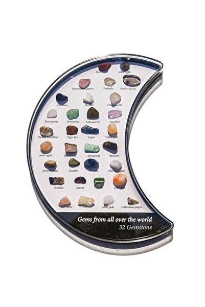 craftmystic Mini set of 32 collectible stones | Moon-shaped box with labeled,...