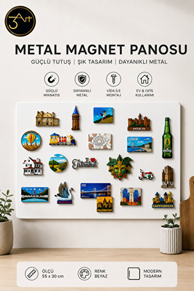 3Art Metal Dekorasyon Tic.Ltd.Şti Duvara Monte Manyetik Magnet Sergileme Pano...