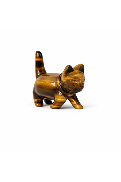 craftmystic Figurina Pisica din Ochi de Tigru - Curaj, Protectie si Claritate...