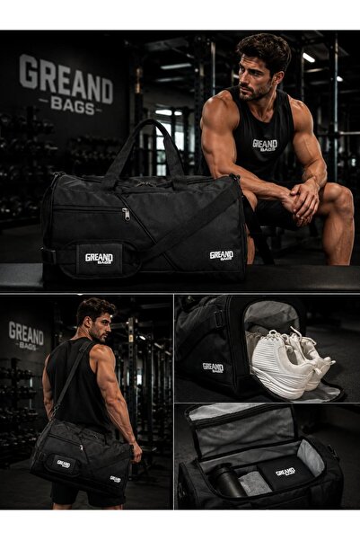 GreandBags Siyah Ayakkabı Bölmeli A Kalite Geniş Hacimli Spor Çantası Seyehat...