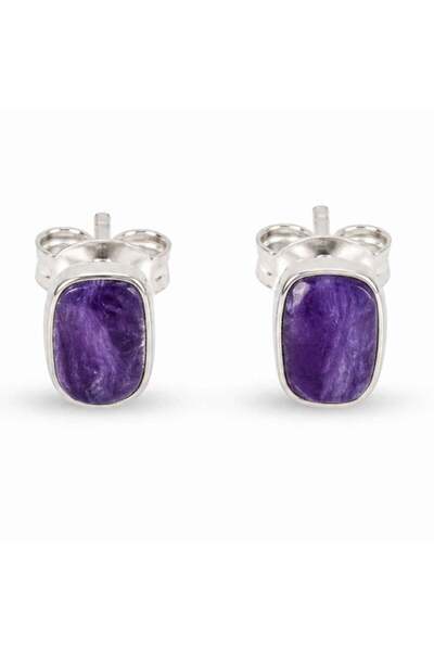 craftmystic Cercei Argint 925 cu Charoite Dreptunghiular - Intuitie si Eleganta
