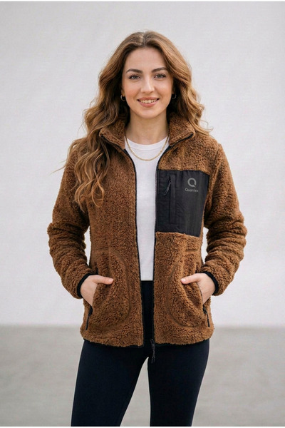 ELAFRO Women's Brown Comfortable Thick Plush Welsoft Fleece Jacket with Full ...