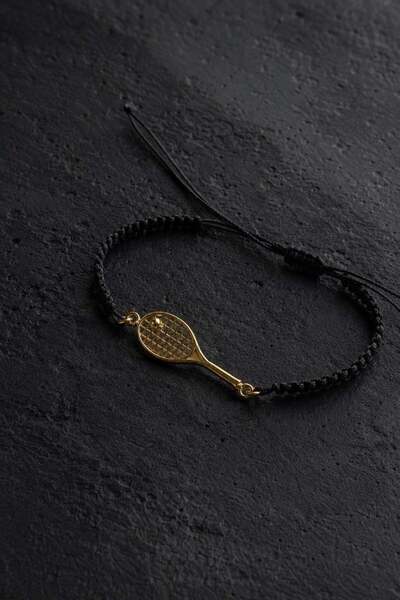 Tenis Raketi Gümüş Bileklik (Gold)