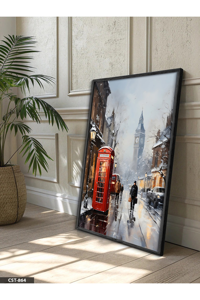 Evinemoda Winter in London One Piece Wooden Framed Painting