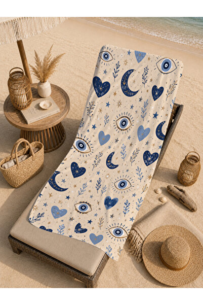Evmila Bohemian Evil Eye Moon Star Spiritual Motif Patterned 70X150 Beach Tow...