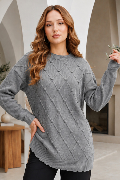 benguen Patterned Knitwear Sweater R4514 Gray