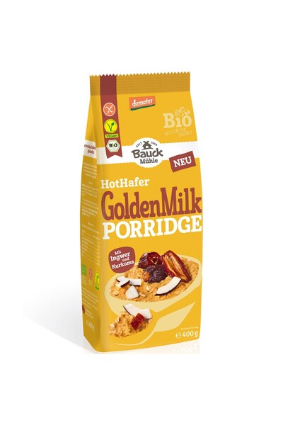 Bauckhof Terci de ovăz cu ghimbir și turmeric, vegan, fără gluten, bio, 400g