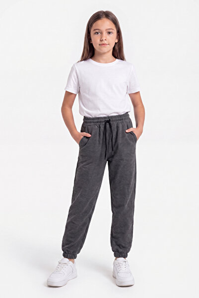 FYK KİDS Girls' Double Pocket Elastic Cuffed Straight Jogger Sweatpants