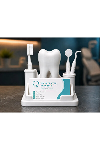 DU&ER Suport pentru cărți de vizită pentru stomatologi cu figurină dentară, s...
