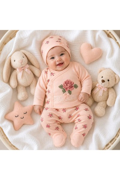BEBELON 3-Piece Baby Set with Canvas Details
