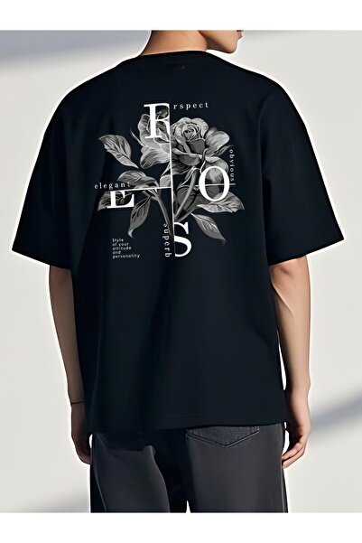 Generic Brand Elegant Roses with Typography Design,premium cotton,short sleev...