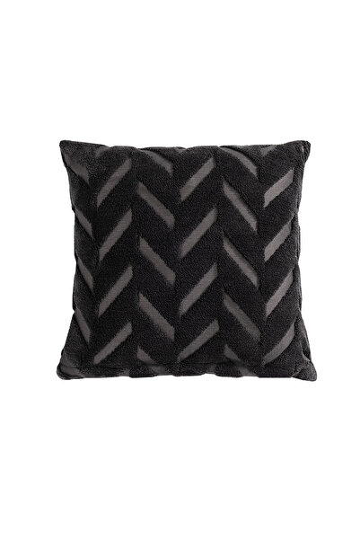 başak desen jakarlı siyah welsoft kırlent kılıfı 43*43 cm yumşak peluş koltuk yastık kılıfı 1 adet