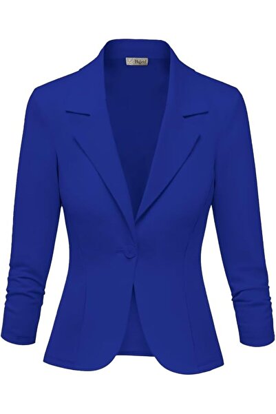 Hybrid & Company Women Double Notch Lapel Sharp Shoulder Pad Office Blazer | ...