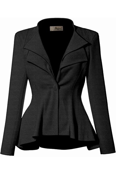 Hybrid & Company Women Double Notch Lapel Sharp Shoulder Pad Office Blazer | ...