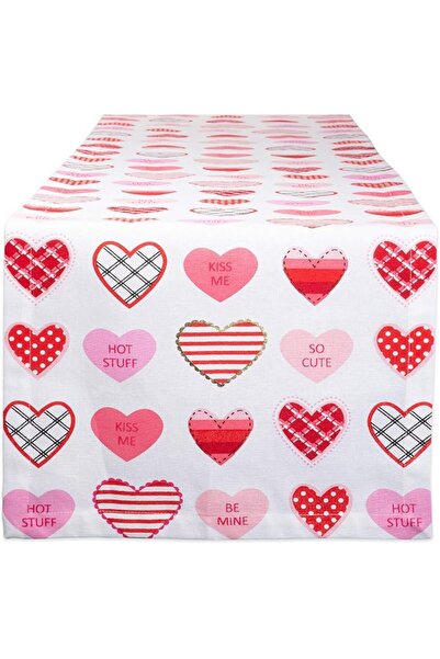 DII Valentine's Day Table Top Collection, Table Runner, 14x108, Hearts Collage