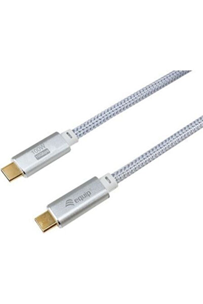 EQUIP Πλεγμένο καλώδιο βίντεο USB 3.2 USB-C αρσενικό σε USB-C 100W PD Λευκό 2...