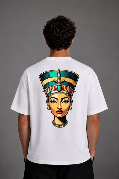 VSRN Tricou alb oversize cu imprimeu pe spate Sweet Pharaoh Design
