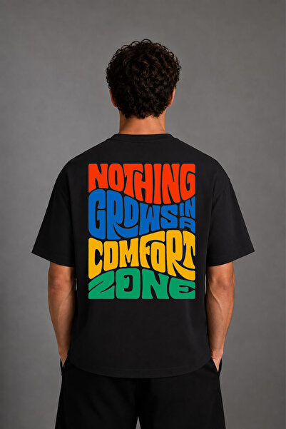 VSRN Μπλουζάκι Nothing Zone Tasarım με στάμπα στην πλάτη, μαύρο, oversized