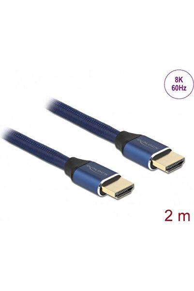 DELOCK Πλεγμένο καλώδιο HDMI αρσενικό - HDMI αρσενικό 2μ Μπλε Κωδικός: 85447