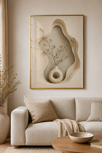 sayetablo Stillness Haven - Gerçek Cama Baskı Gold Alüminyum Metal Çerçeveli ...