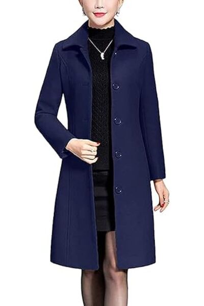 GENERAL Jenkoon Women's Wool Trench Coat Winter Long Thick Overcoat Walker Coats