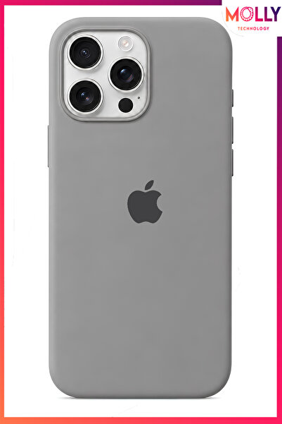 Molly iPhone 15 PRO MAX İçin Alfa Gri Lansman Soft İçi Kadife Silikon Kılıf