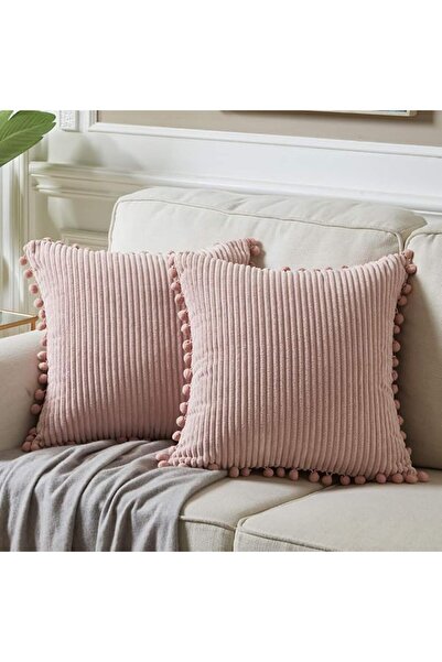 Fancy Homi Pack of 2 Boho Decorative Throw Pillow Covers with Pom-poms, Soft ...
