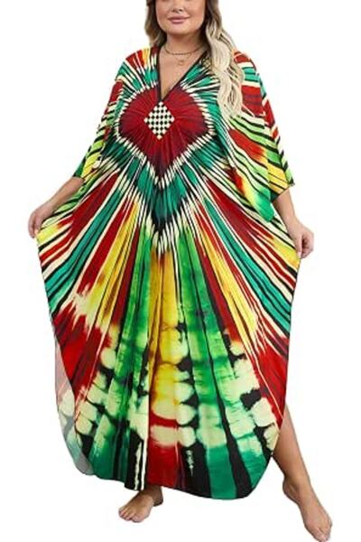 YouKD Women's Long Kaftan Maxi Bohemian Dress Beach Coverup Robe Roomy Kimono...