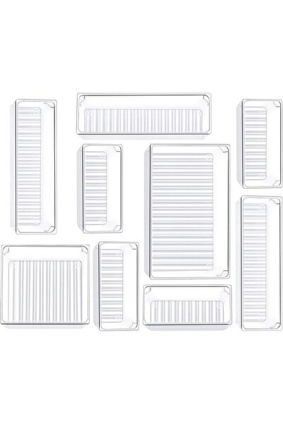 ELECDON 9 Pcs Desk Drawer Organizer Trays 4-Size Bathroom Drawer Tray Divider...