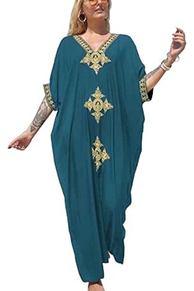 YouKD Wemon's Summer Long Kaftan Maxi Dress Bohemian Swimsuit Beach Cover Up ...