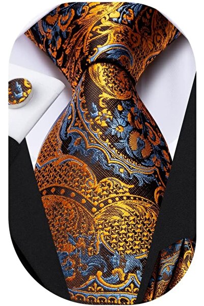 Dubulle Mens Paisely Silk Tie for Men Necktie and Pocket Square Set