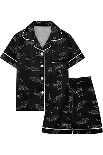 GENERAL Schbbbta Girls Boys Satin Pajamas Set, 2Piece Silk Nightwear Button-D...