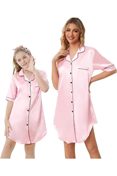 GENERAL Schbbbta Girls Boys Satin Pajamas Set, 2Piece Silk Nightwear Button-D...