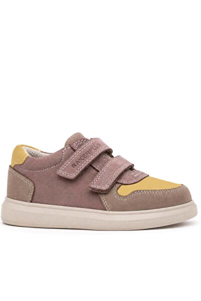 Rakerplus Pantofi sport pentru băieți din piele naturală, cu velcro, galben n...