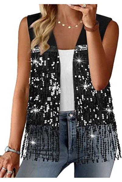 Minar Mina self Sleeveless Blazer Jackets for Women Casual Lightweight Solid ...