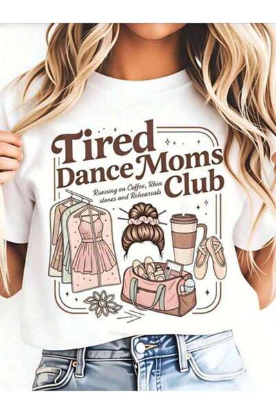 23ERVA Summer Outfit Women, Tired Moms Club Funny Vintage T-Shirt, Loose And ...