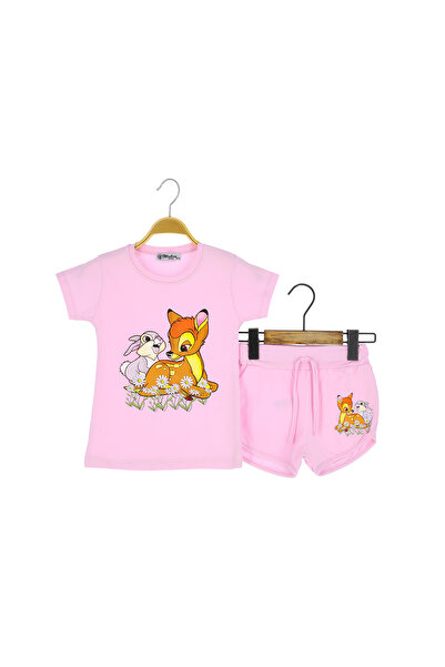 CRASSİ Girl's Shorts Suit Rabbit Gazelle Printed