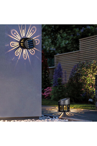 Alista Home Lampă solară decorativă pentru perete sau sol, LED alb cald, efec...