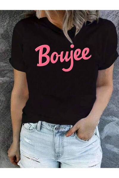 2BIR Boujee Pink Text Graphic Print Women's And Men's T-Shirt Short Sleeve Ca...