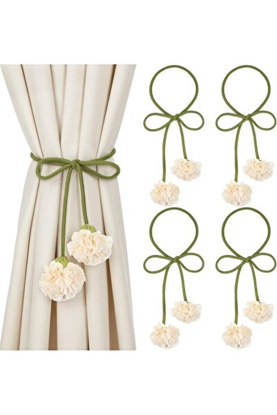 Morvena Picks 4 legături pentru perdele cu motiv floral - nu necesită găurire...