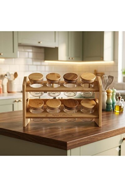 Genel Markalar konak alışveriş JML.01-CAM BAHARAT 8 Lİ BAMBU STAND